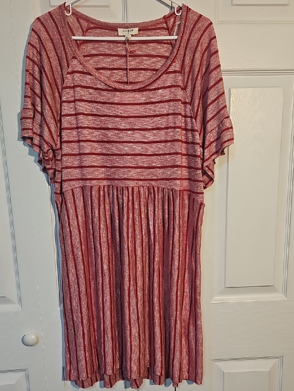 Umgee Red Striped Scoop Neck Top